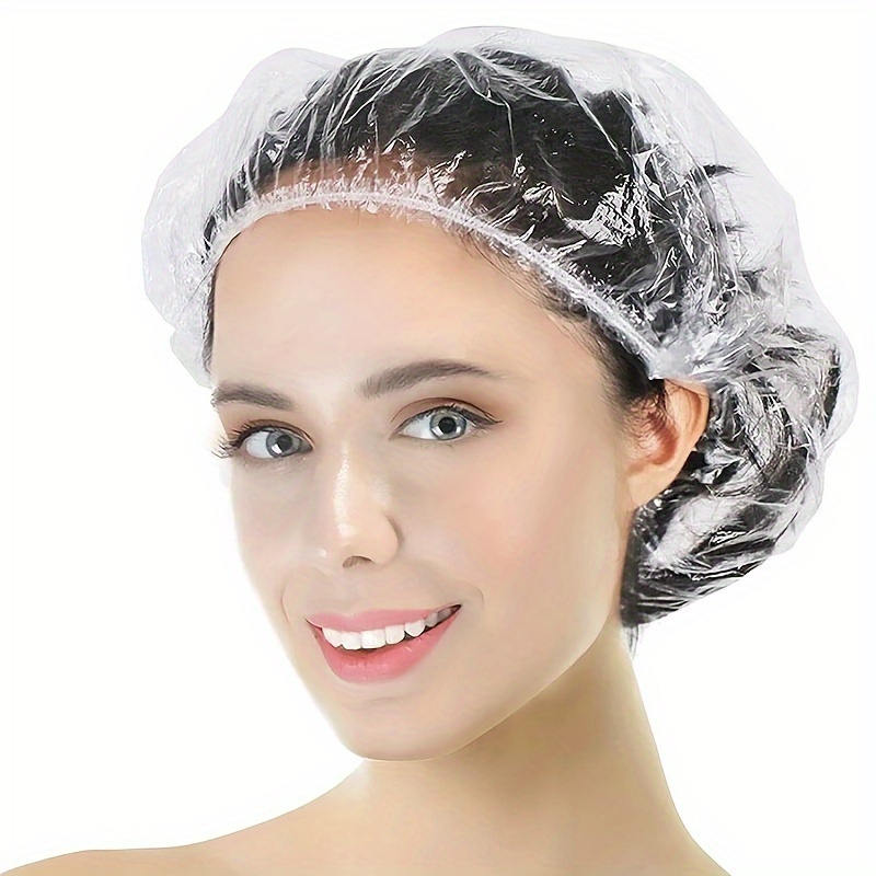 

-pack Plastic Disposable Shower Caps For Women - Salon-grade Hair For Deep Conditioning, Makeup Application, Facial Cleansing, And Beauty Treatments