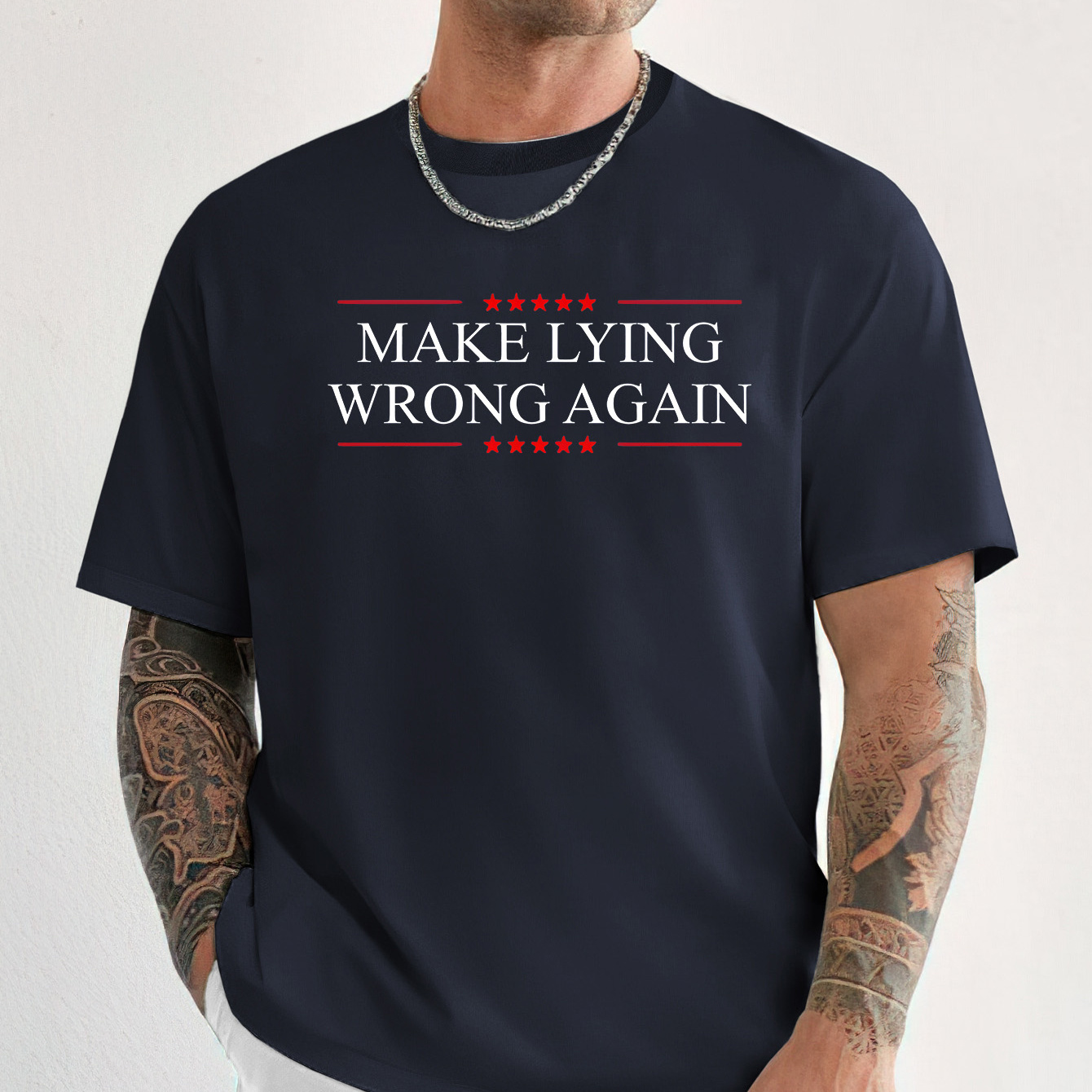 

Make Lying Wrong Again Print Tee Shirt, Tees For Men, Casual Short Sleeve T-shirt For Summer