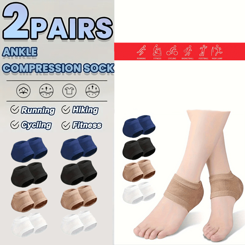 4pcs Ankle Compression Socks & Heel Protectors with Gel Cushion Pads