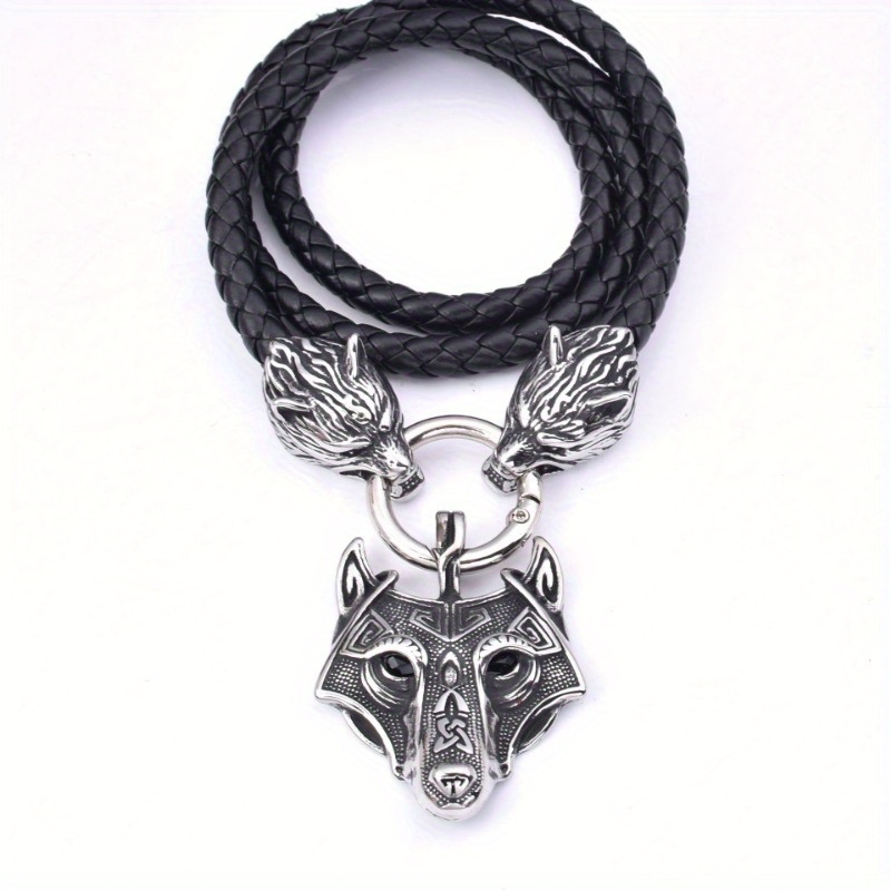 Image of Men's Viking Necklace, Vintage Celtic Wolf Head Necklace, Hip Hop Necklace, Amulet Jewelry, Gift For Men Or Couples Or Women