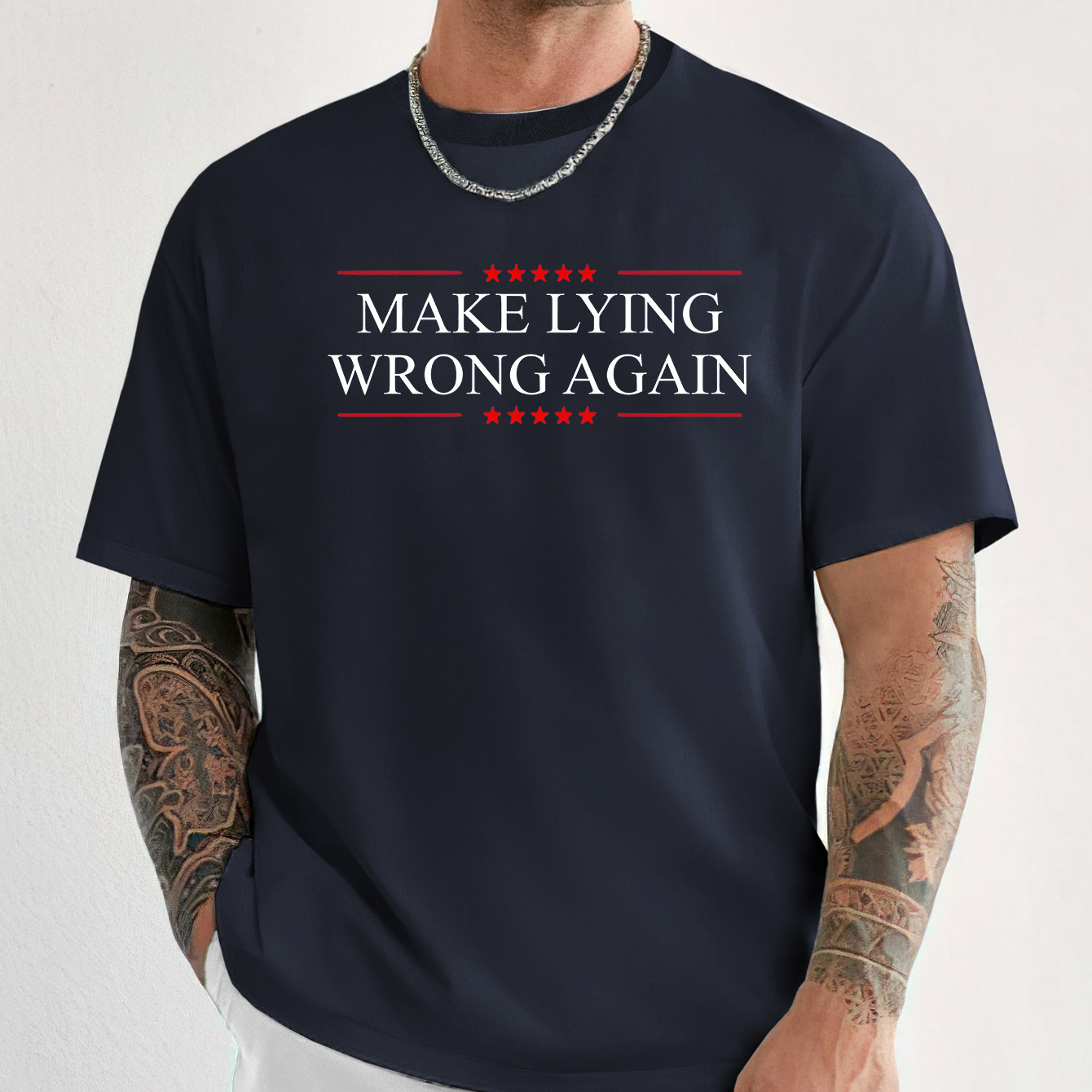 

Make Lying Wrong Again Print Tee Shirt, Tees For Men, Casual Short Sleeve T-shirt For Summer