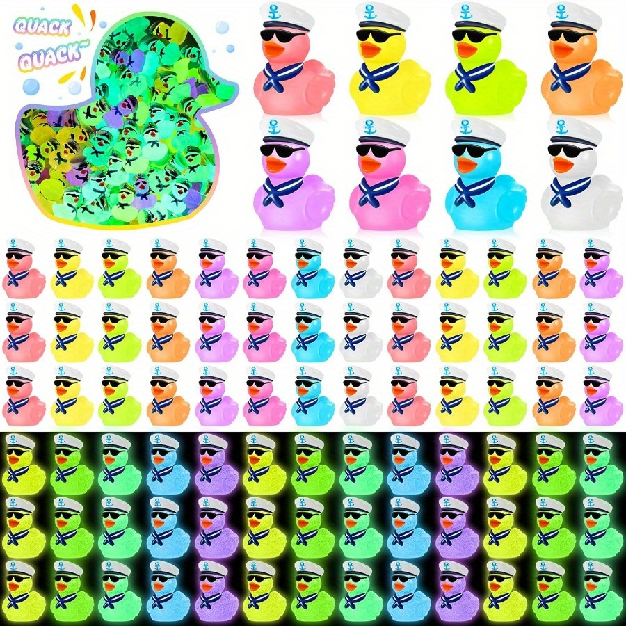 

20/40/pcs Multicolored Mini Resin Cruise Duck With Glasses, Glow In The Dark Tiny Colorful Sailor Resin Duck, Miniature Figure Accessory For Diy Micro Landscape Garden Dollhouse Pot Plant Decoratio