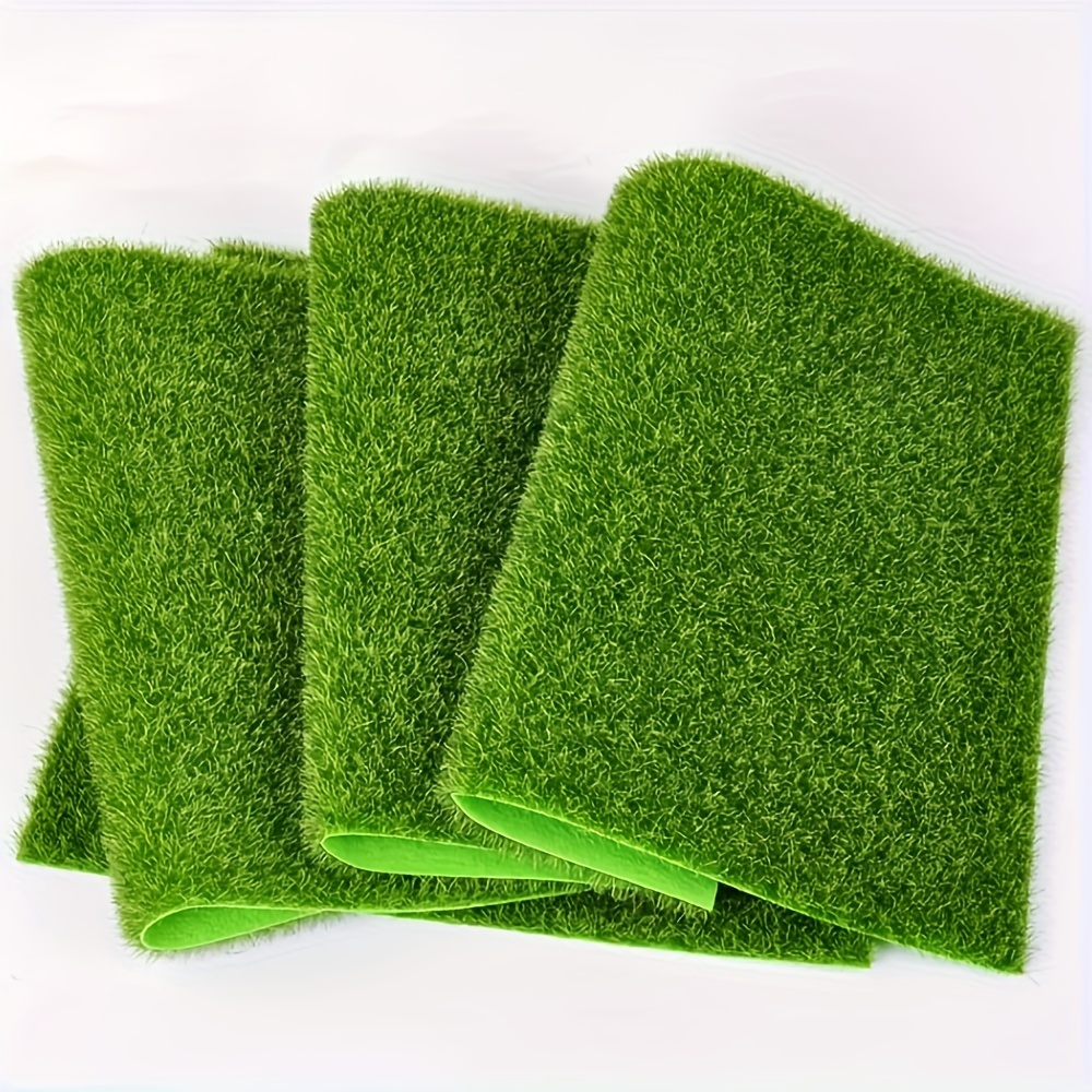 

3pcs Miniature Fairy Garden Lawns 6"x6" - Handcrafted Artificial Grass Mats For Dollhouse Decor, Diy Projects, Birthday Party Favors & Holiday Accessories