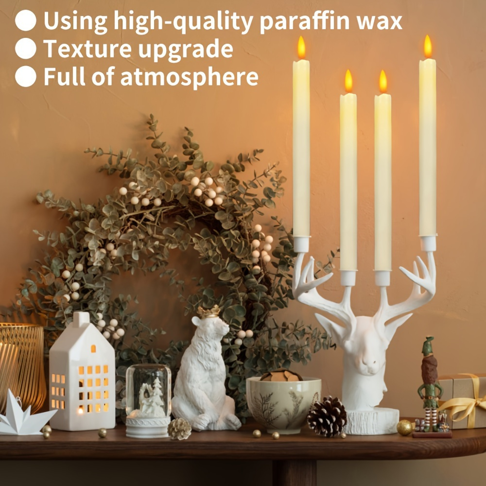 

12 Pack, Led Lights, Flameless Candles, Simulated Candles, 3d Flickering , Texture, Optional, Used For Fireplace, Christmas, Halloween Parties, Day Weddings