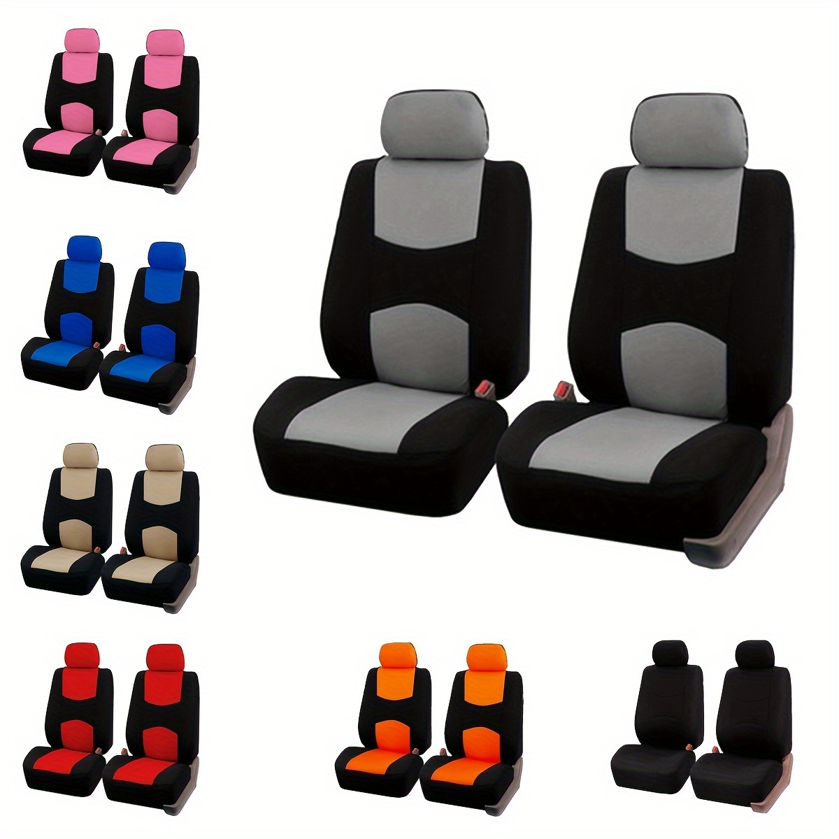 

2pcs Universal Fit Polyester Seat Cover Set With 2mm Sponge - , No Filler, , Soft And Breathable For A Comfortable Ride