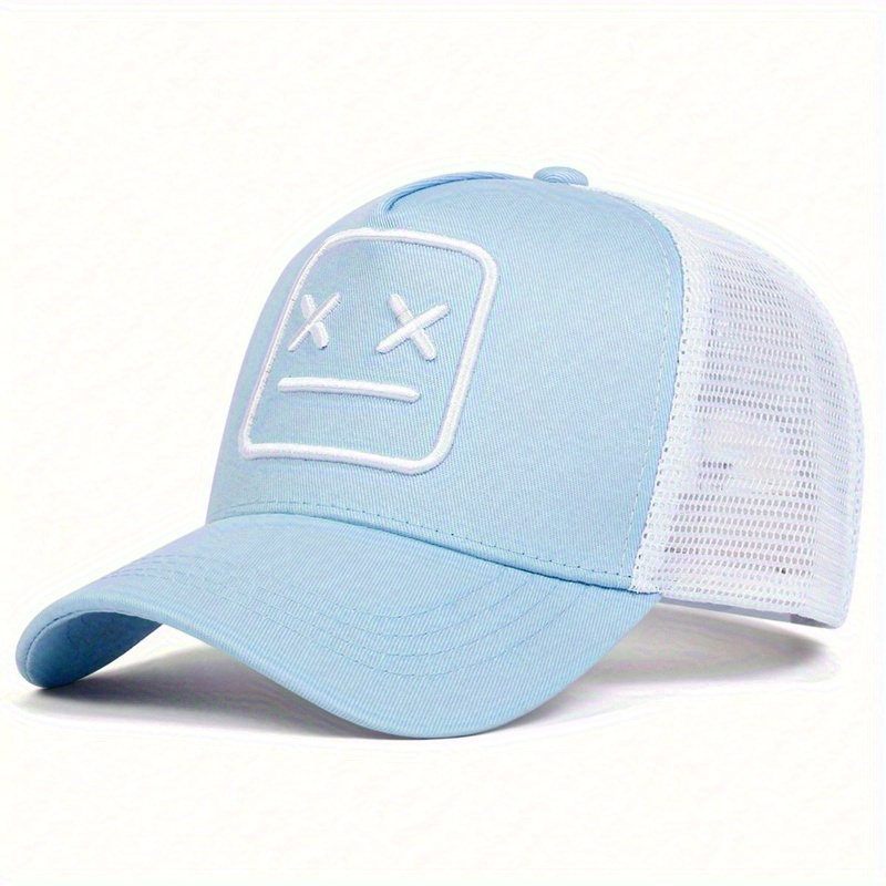 TEMU Breathable Mesh Baseball With Xx Embroidery - Adjustable Snapback Trucker Hat For Women, Sun Protection & Style In Beige, Black, Brown, Blue, White - Outdoor Sports, Travel & Beach Vacations