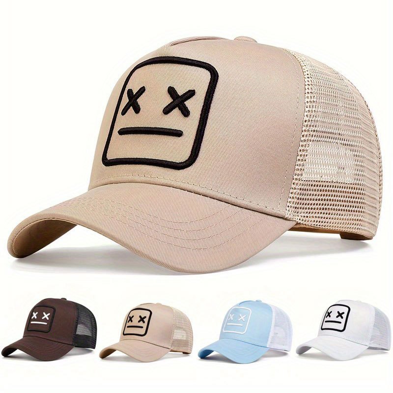 

Men Xx Embroidered Mesh Hat Baseball Cap Outdoor Adjustable Sunscreen Leisure Hat Spring Summer Travel Tourism Beach Vacation