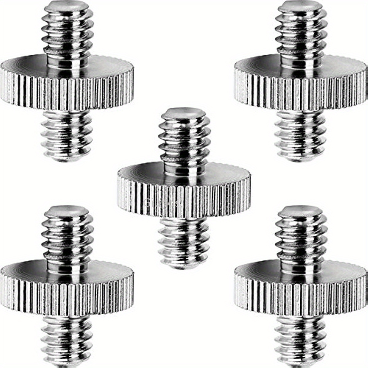 

5-pack Stainless Steel Dual Male 1/4" To 1/4" Threaded Screw Adapter For Camera Mount Tripod Monopod Accessory