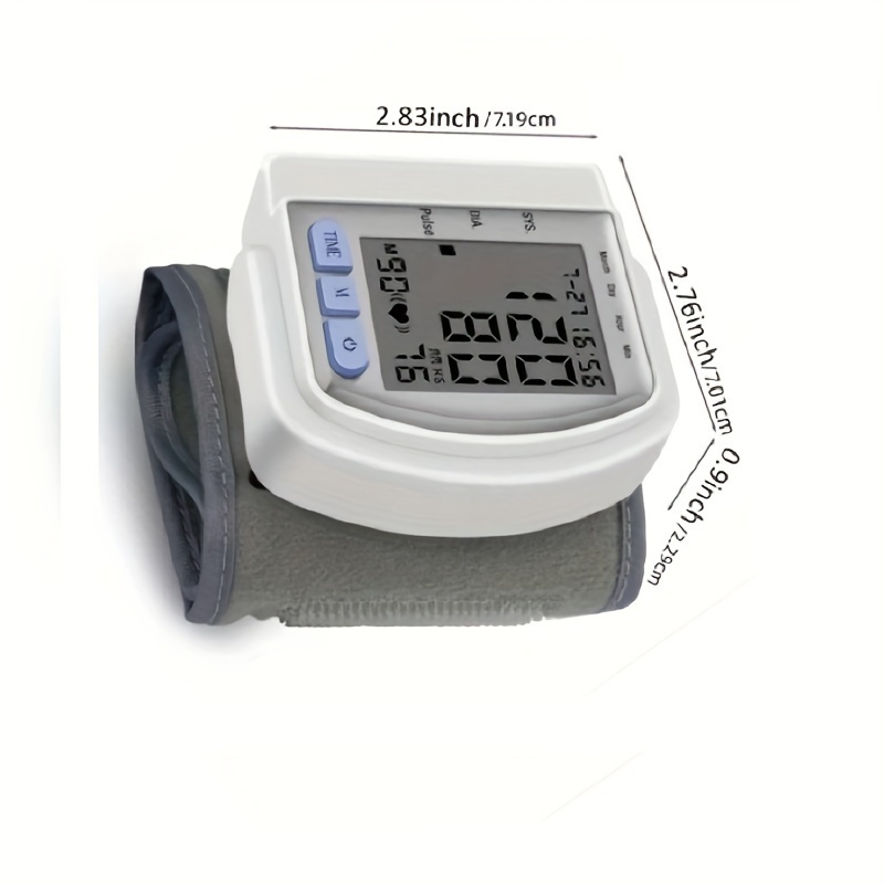   monitor wrist cuff with large lcd screen and durable pp storage box adjustable cuff   rate detection irregular heartbeat alert battery powered batteries not included safe for adults 36v or lower summer deal Product details 7
