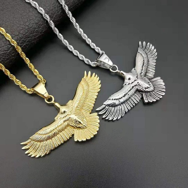 

2 Pieces Of Retro Punk Jewelry, Titanium Steel Polished And Blackened Eagle Pendant Pendant, Versatile Gift Giving, Daily Street Commuting, Party Celebration, Holiday Party Wear