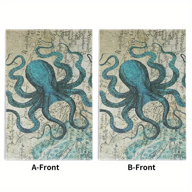 

Ocean Octopus Kitchen Towels: 2 Sets Of 18x26 Inch Towels, Machine Washable, Strong Water Absorption, Suitable For Kitchen, Bathroom, And Party Use