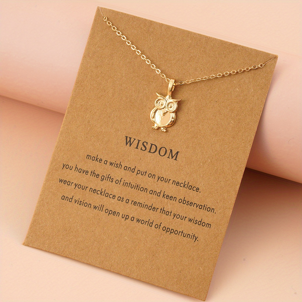 

1pc Personalized Creative Symbol Owl Lady Necklace Simple Commuter With Card Greeting Jewelry