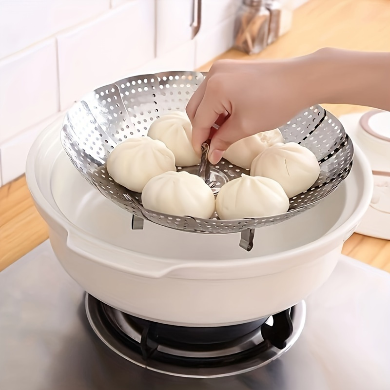 1  functional collapsible steamer basket stainless steel foldable steaming rack cooking insert kitchen stuff kitchen accessories kitchen gadget for restaurants food trucks details 0