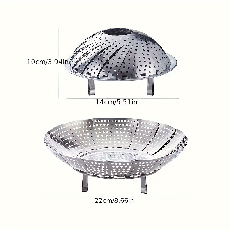 1  functional collapsible steamer basket stainless steel foldable steaming rack cooking insert kitchen stuff kitchen accessories kitchen gadget for restaurants food trucks details 5