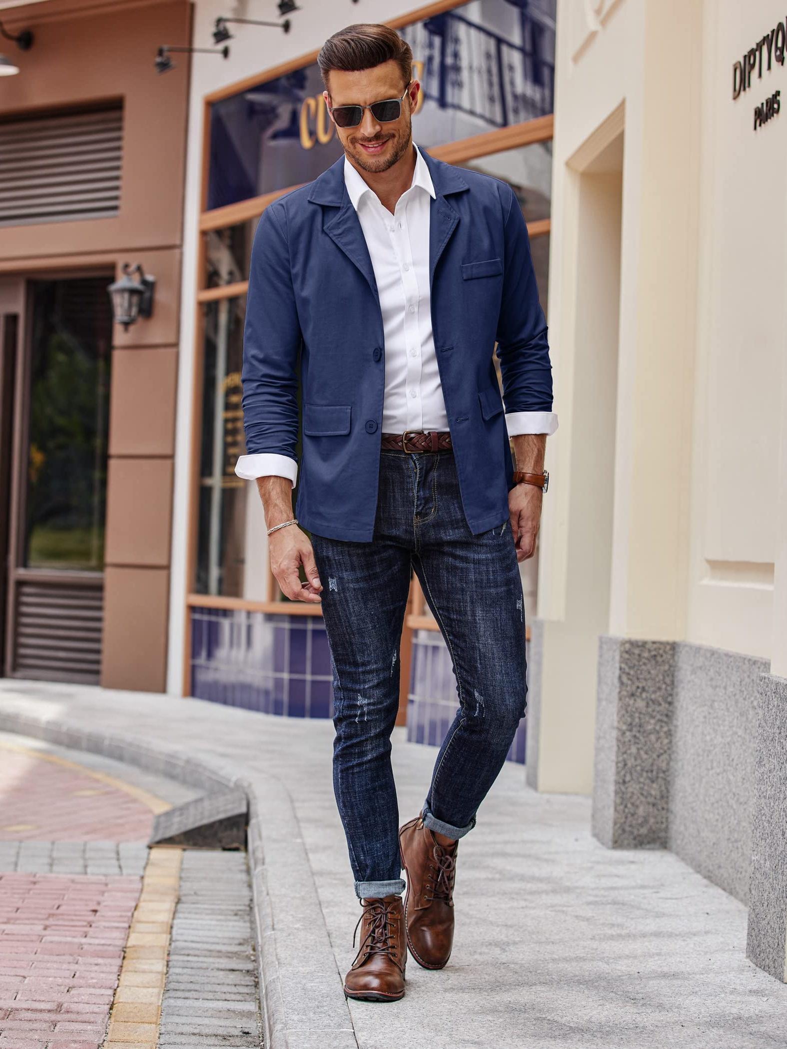 Light Blue Navy Blue Linen Jacket Mens Navy Blue Blazer Men's