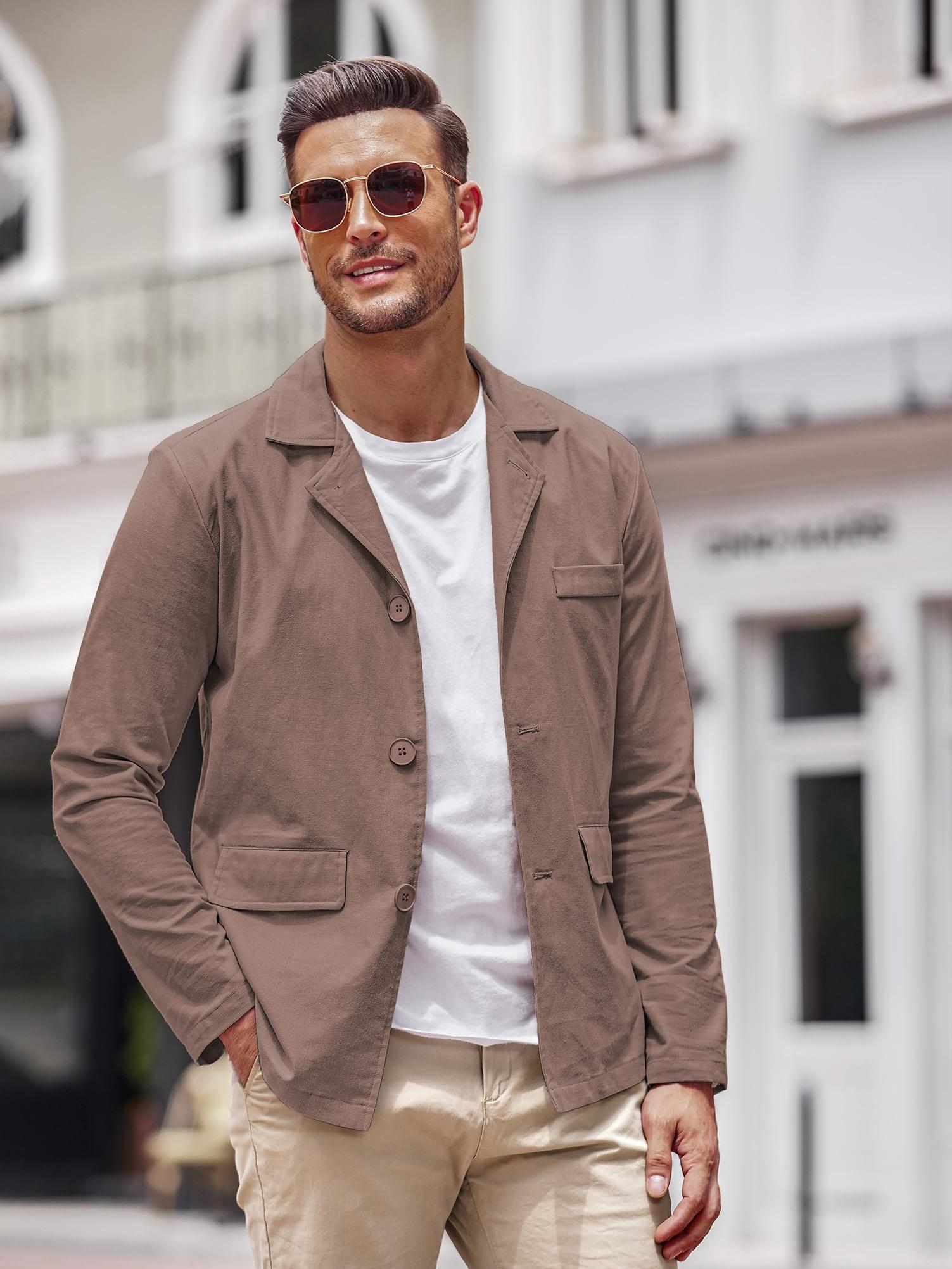 Outfit Mens Casual Sport Jacket Linen Summer Blazers For Men - Main Image
