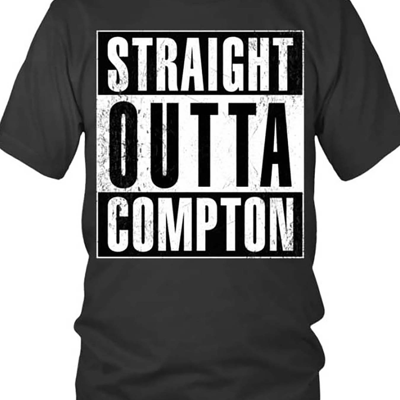 

100ib-017-bk Nwa Straight Outta Compton Film Logo 24587 Funny Men Short-sleeved Pattern T-shirt Series Black Vv