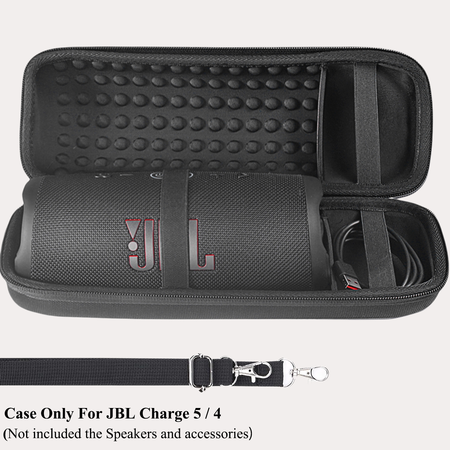 

For Jbl Charge 5/4 Eva Travel Case, Shockproof Speaker Protector With Comfort Handle & Zipper Storage Pocket (case Only)