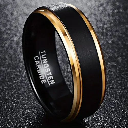 1pc carbide mens ring 8mm wide black retro durable everyday jewelry gift for birthday halloween anniversary holidays special occasion jewelry modern accessory luxurious