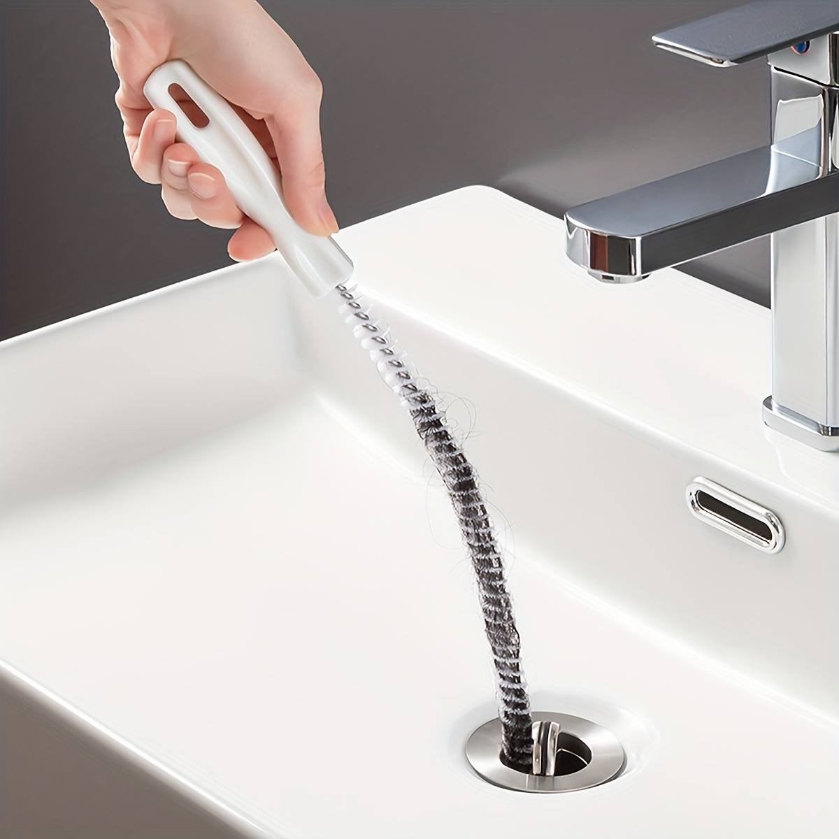 E-shop Flexible Abflussreinigungsbürste mit Spiralborsten - Effiziente Schmutzentfernung für Badezimmer, Küche und Toilettenwaschbecken - Kein