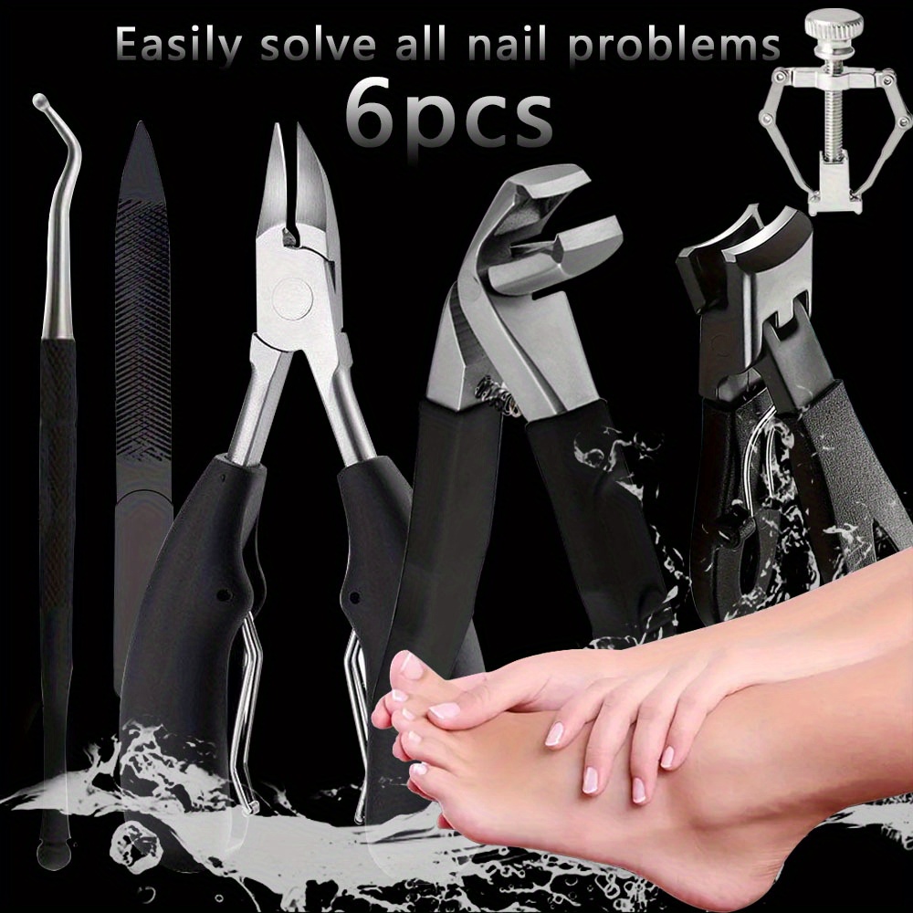 

6pcs Kit: Stainless Steel Manicure & Pedicure Set , Ingrown Toenail File, And - Odorless Grooming For Fingernails & Toenails