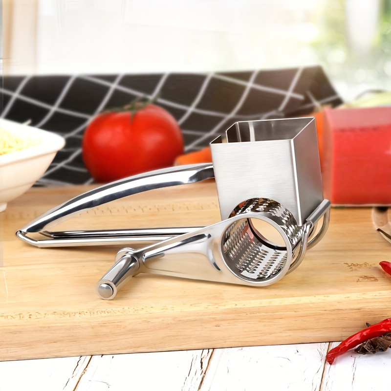 premium stainless steel cheese grater manual rotary   with interchangeable blades durable metal kitchen tool for effortless cheese prep ideal for   use cheese grater