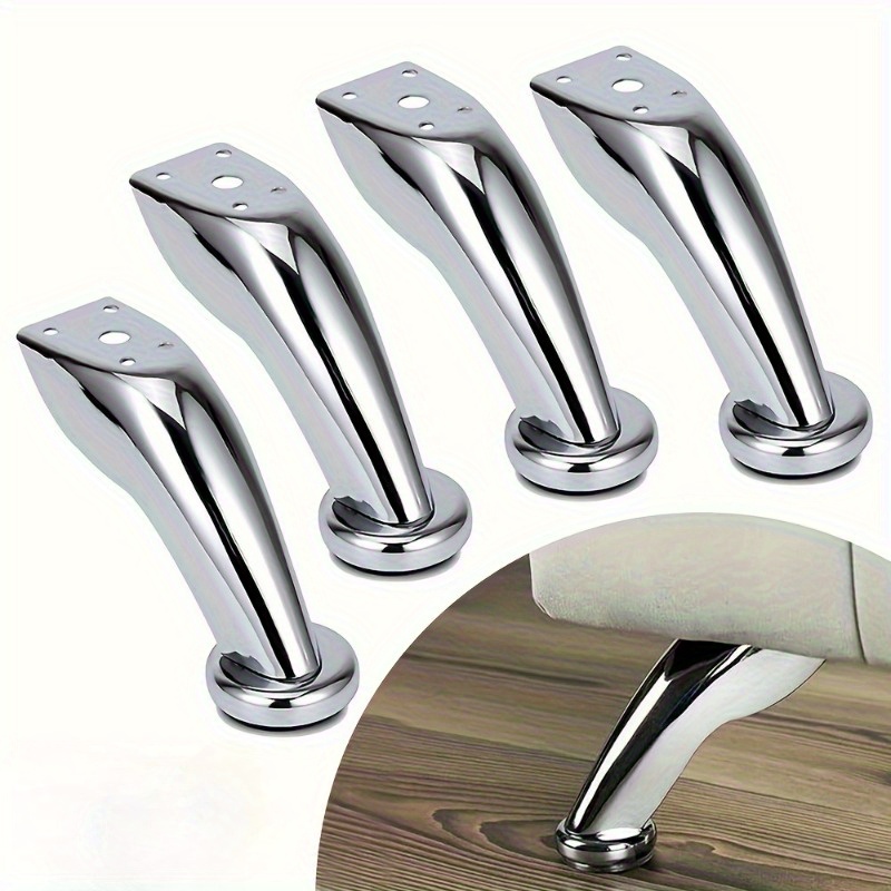 

4-pack Modern Metal Furniture Legs With Plastic Feet, Sturdy Sofa Table , Includes 16 Installation Screws For Chairs, Stools, Cabinets