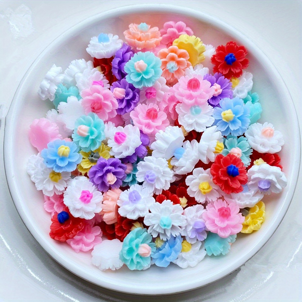 

30pcs 1.2cm/0.48in Stereoscopic Double-layer Flowers, Creative Decoration Phone Case Hair Accessories Earrings Diy Resin Jewelry