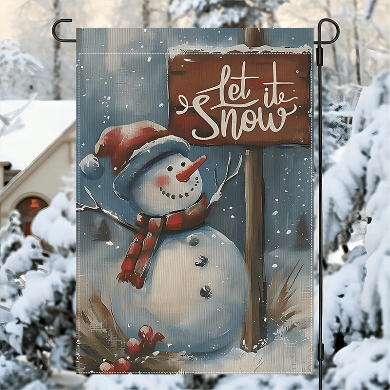 

Double-sided Snowman Garden Flag - Let It Snow Design, Durable Fade-resistant Polyester Burlap Material, Machine Washable, No Electricity Needed, Home Decorative Flag 12x18 Inch - 1pc