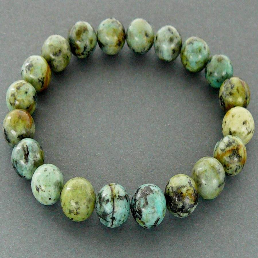 

Handmade Natural Stone Bracelet With African Turquoise Beads, A Gift For Women, Men's Mala Beads, Wristband.