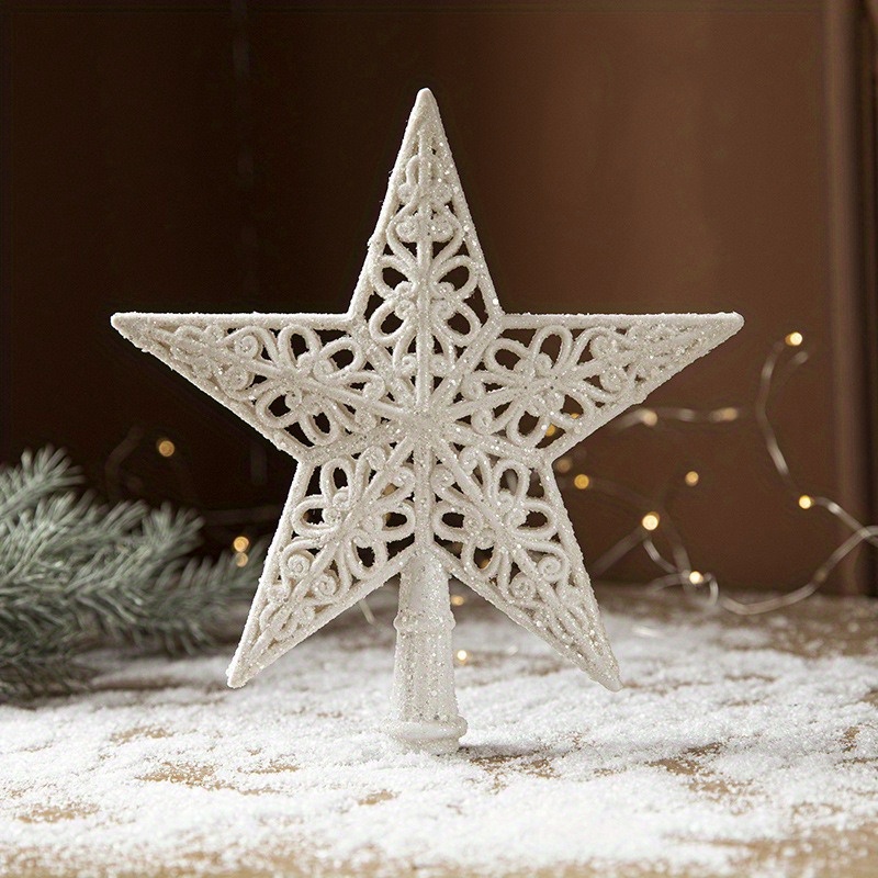 

Christmas Topper - Sparkling Glitter Five-point Star | No-electricity, Battery-free Decoration | Holiday Accent For Christmas, , Thanksgiving | Plastic Construction