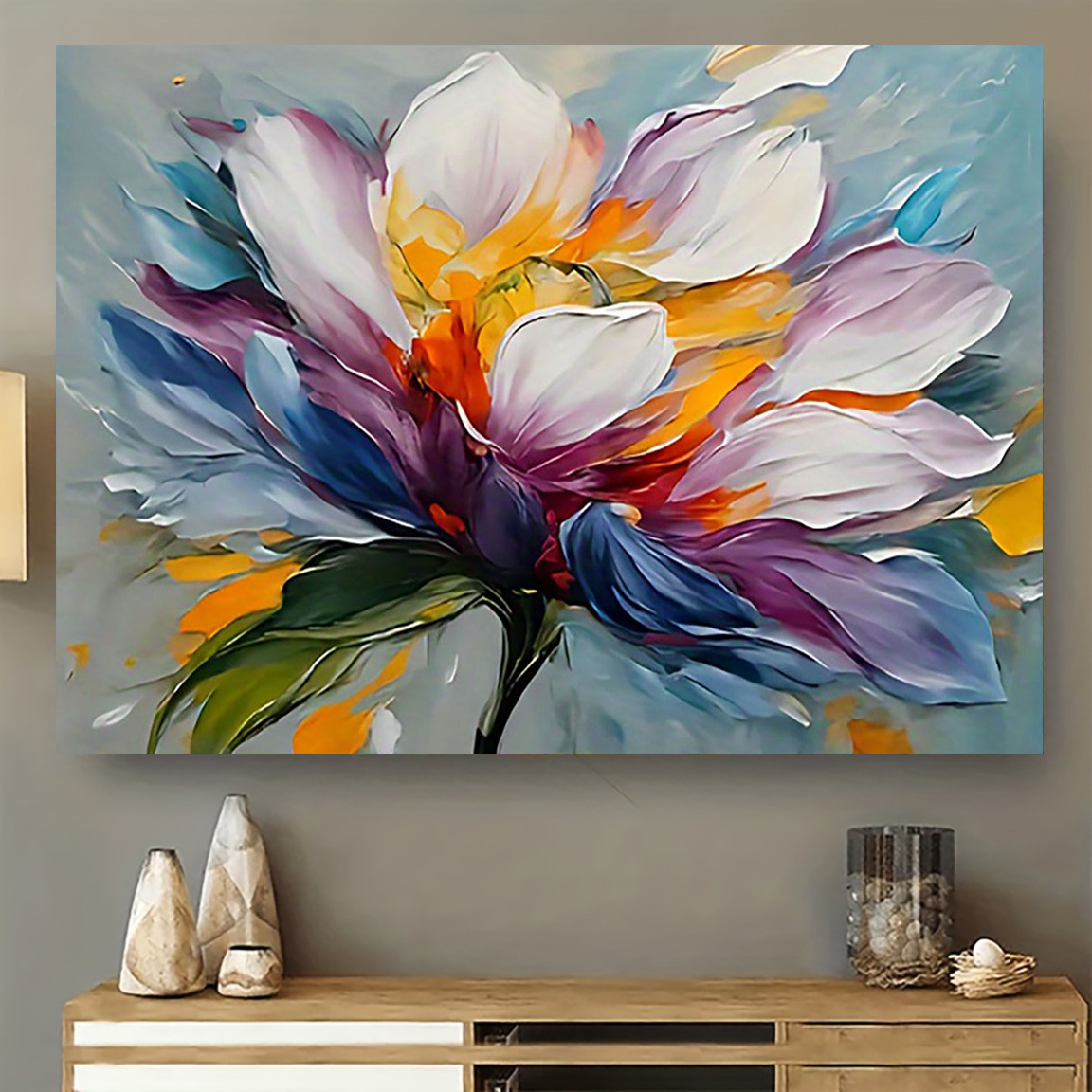 

1pc Modern Abstract Floral Canvas Art Print, Frameless Poster Board Wall Decor For Living Room Bedroom Kitchen Bathroom Office Cafe - 12x16 Inches