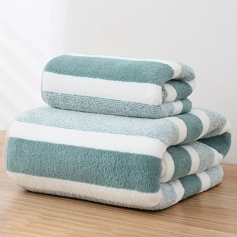 

Towel & Bath Towel Set Striped Pattern, Drying, Towels For Bathroom, 1 Bath Towel & 1 Towel, Low Allergenic, Suitable For Types, 75cm/29.5in X 35cm/13.7in