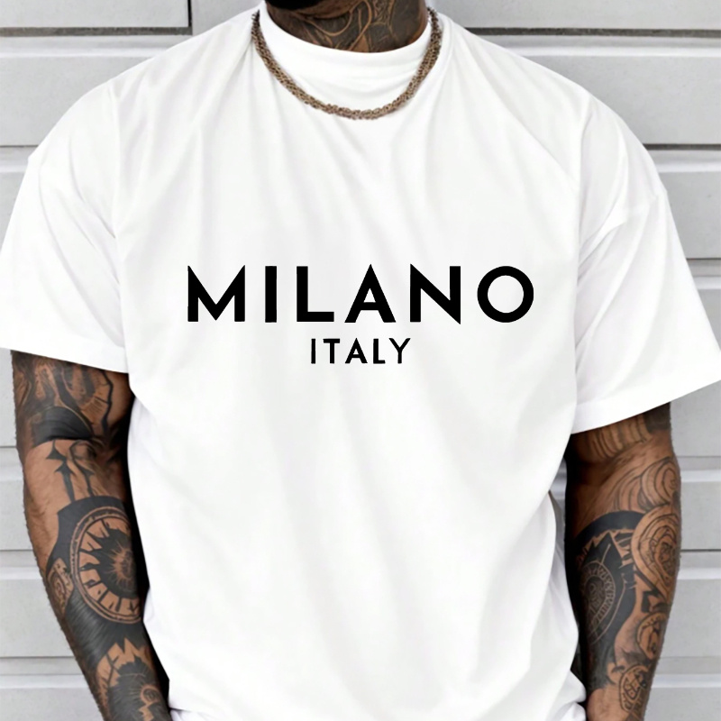 

Milan Italy Print Tee Shirt, Tees For Men, Unisex, Casual Short Sleeve T-shirt For Summer