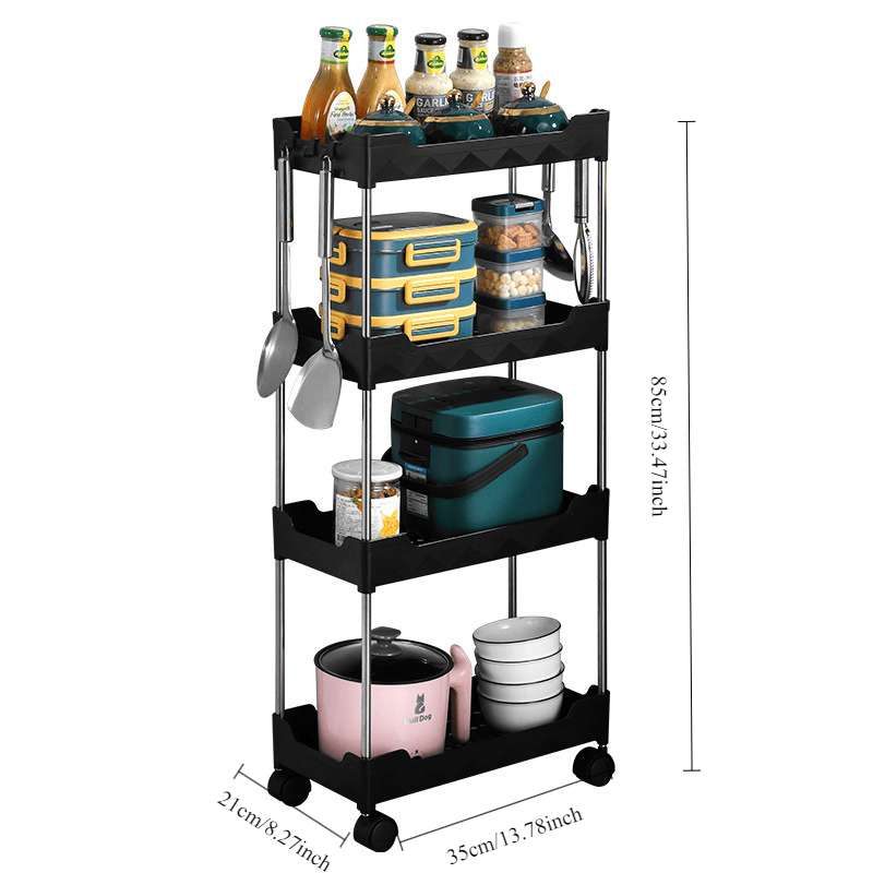 車輪付き4段マルチファンクションローリング収納カート バスルーム キッチン リビングルームなどに多用途 耐久性のあるプラ - Temu Japan
