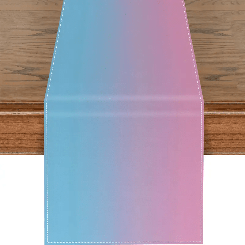 

Gradient Blue And Pink Polyester Table Runner 13 X 72 Inch - Rectangular Woven Table Runner For Gender Reveal Party, Seasonal Kitchen Decor, And Indoor Renovation