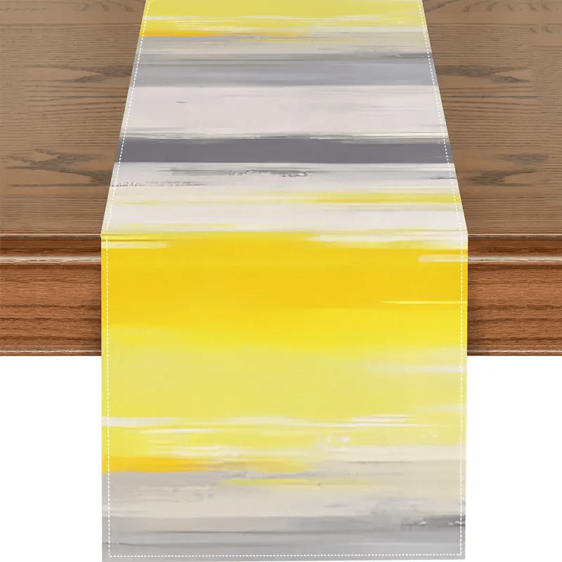 

Abstract Yellow And Gray Gradient Table Runner – 13 X 72 Inch – Woven Polyester, Rectangular, Dresser Scarf For Seasonal Kitchen Decor, Outdoor Parties & Interior Room Makeover – Jit 1-piece