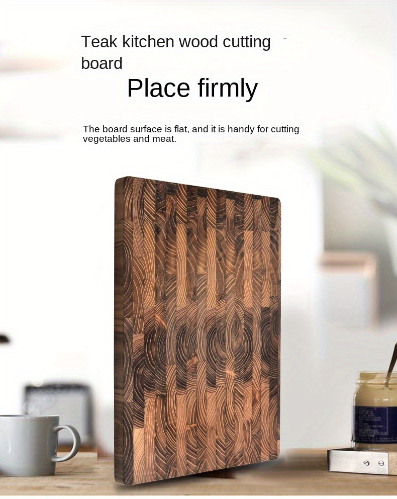 solid teak wood cutting board grid pattern chopping board for home kitchen   wood details 2