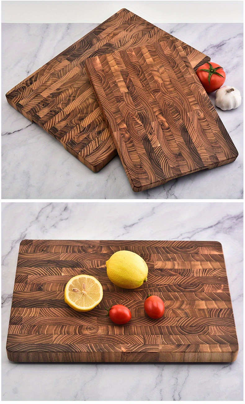 solid teak wood cutting board grid pattern chopping board for home kitchen   wood details 8