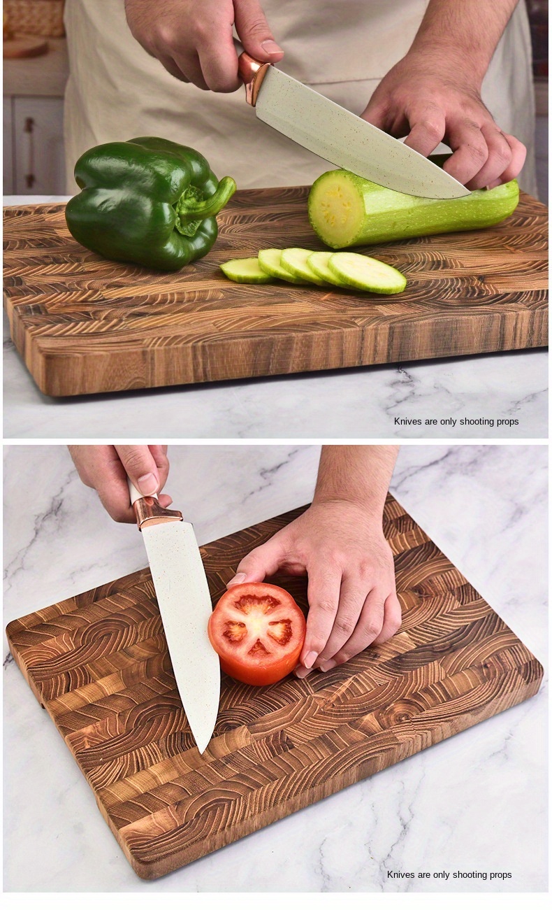 solid teak wood cutting board grid pattern chopping board for home kitchen   wood details 9