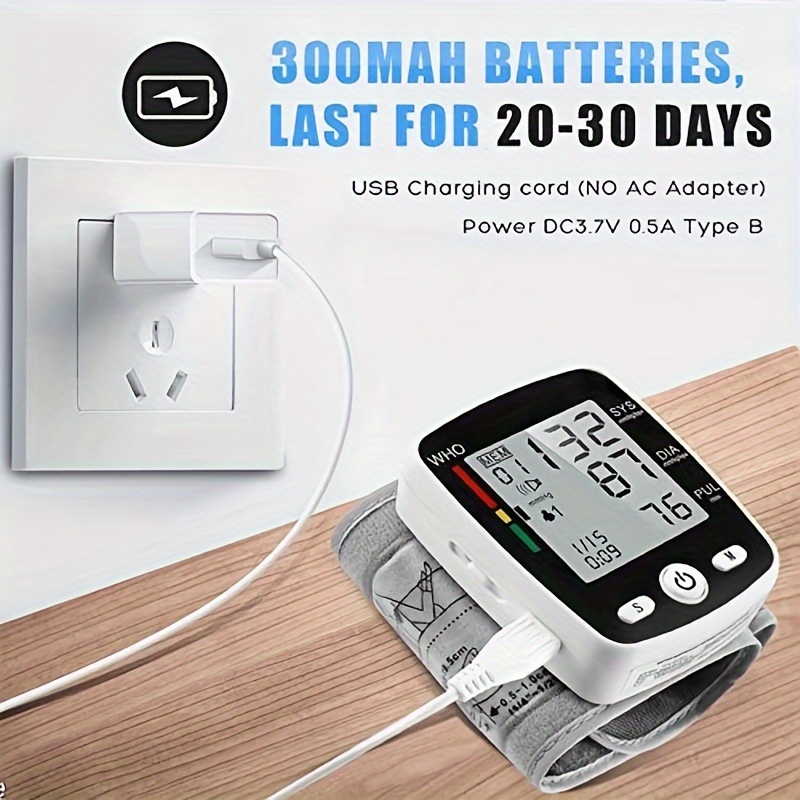     wrist blood pressure cuff monitor with usb charging automatic digital bp machine voice broadcast large display screen built in rechargeable lithium battery Product details 4