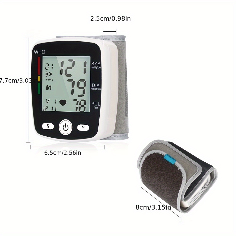     wrist blood pressure cuff monitor with usb charging automatic digital bp machine voice broadcast large display screen built in rechargeable lithium battery Product details 7