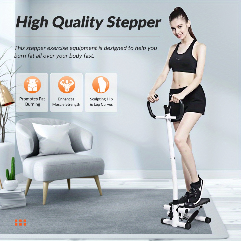 

High-quality Stepper Exercise Machine With Lcd Display – Home Fitness Equipment For Full Body Workouts, Leg Toning & Strength Training, Includes 2 Training Bands & Mat, White, Workout Accessories