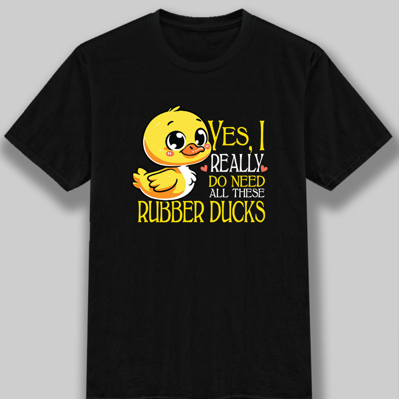 

Cotton, Men's Creative Top, Casual Short Sleeve Crew Neck T-shirt, Men's Clothing For Summer Outdoor, Funny, Suggest A Larger Size, Yellow Duck, Animal, Cute, Funny