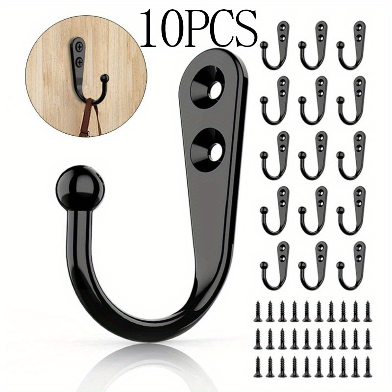 

10pcs Vintage Zinc Alloy Hooks - , Wall-mounted For Kitchen & Bathroom Cabinets, Clothing Storage Accessories