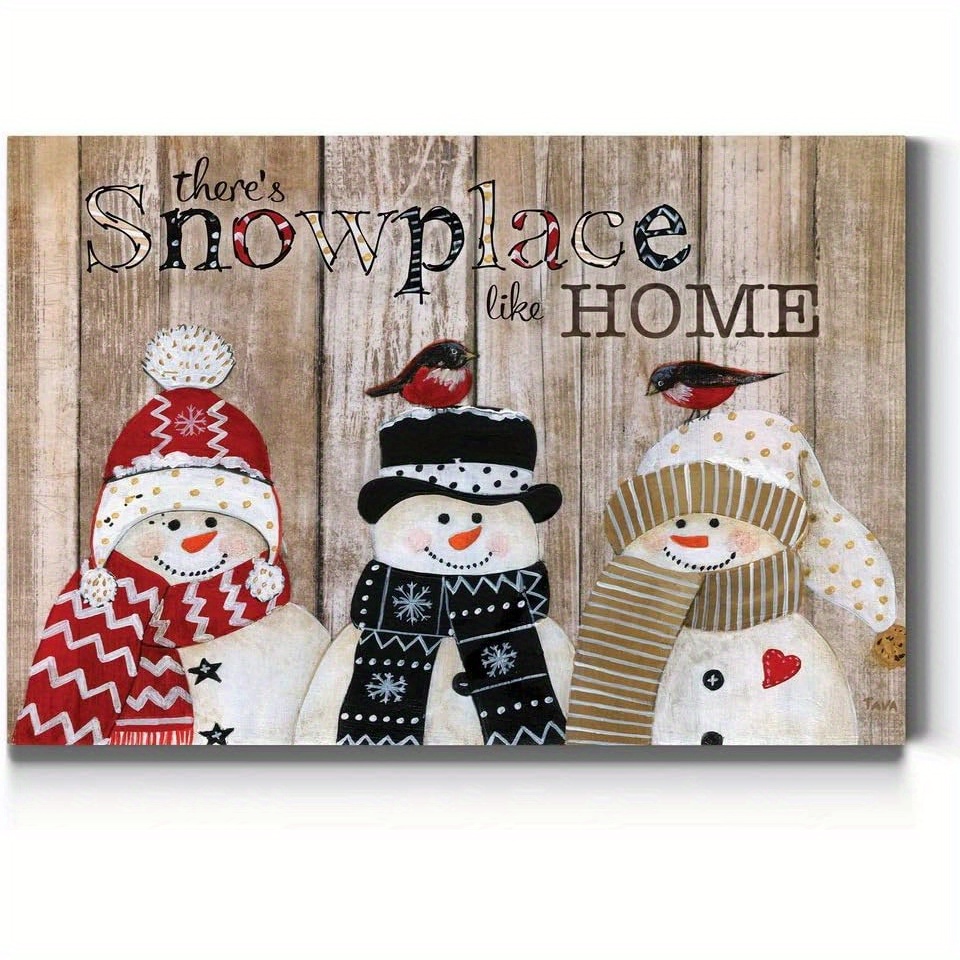 

Snowplace , Cute Winter , Festive Christmas Decorations, Premium Colorful Gallery Wrapped Canvas Decor , Ready To Hang,