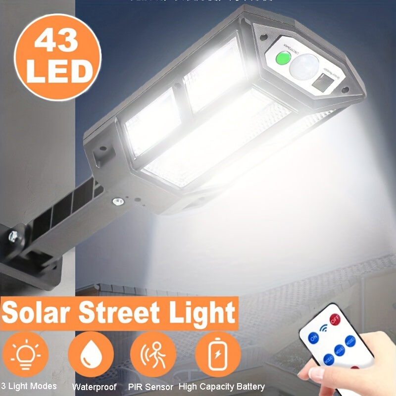 TEMU 43 Led Solar Motion Sensor Lights -3 Mode - Durable And (2000lm), Suitable For Outdoor Walls, Courtyards, Gardens, , Front Doors - High-quality