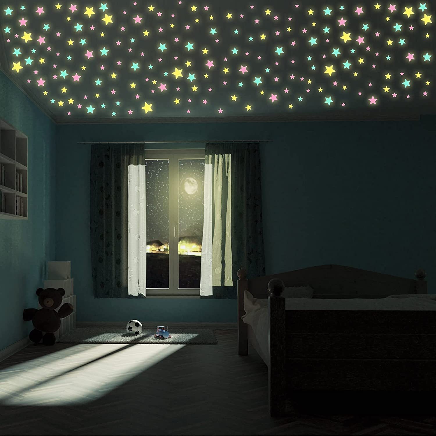 

100pcs Fluorescent Glow In The Stickers For Bedroom Decor - Create A Twinkling On Your Ceiling And Walls