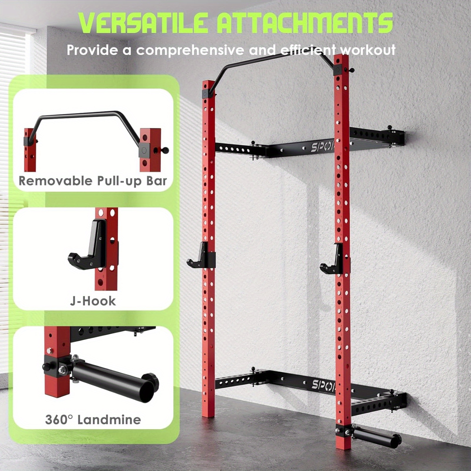 Rack Mural K-Sport Avec Barre De Traction - Support Squat Pliable Jusqu'à 225 Kg - Fabriqué En UE