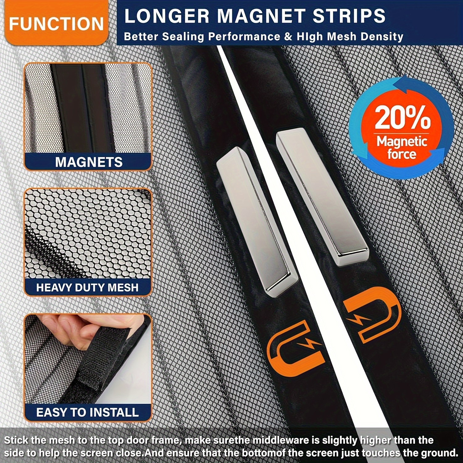 Contemporary Magnetic Screen Door - Self-Sealing, Heavy Duty, Hands-Free Mesh Partition Keeps Bugs Out - Satin Weave, Linen-Like Material, Space-Themed, for Various Room Types, No Electricity Or Battery Needed